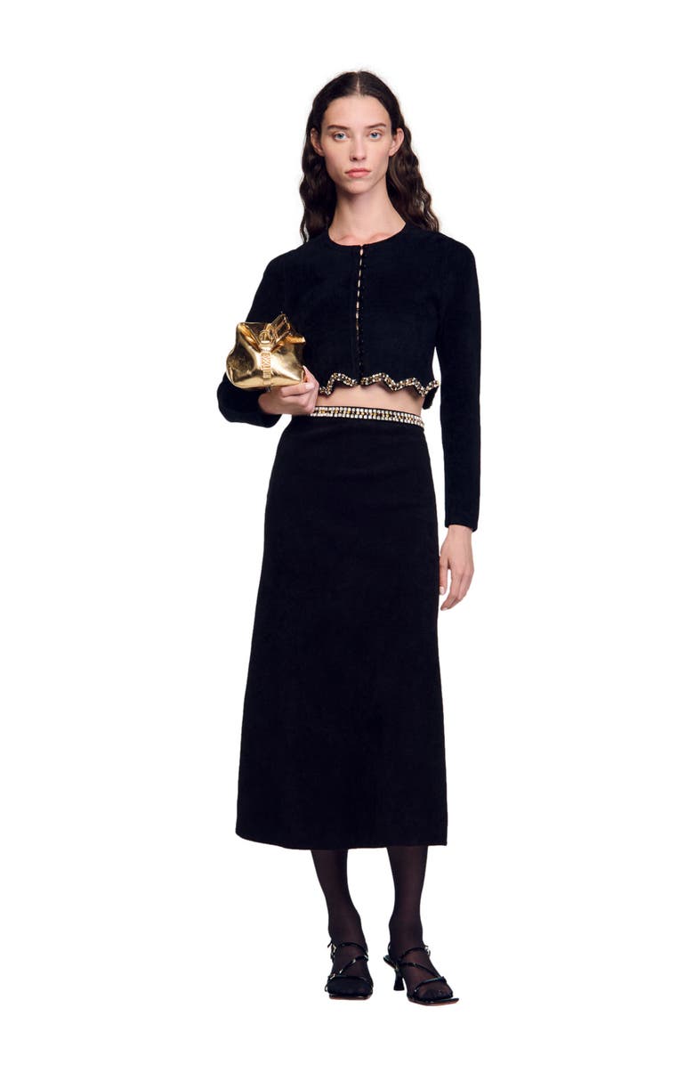 SANDRO Short rhinestone skirt, Alternate, color, 