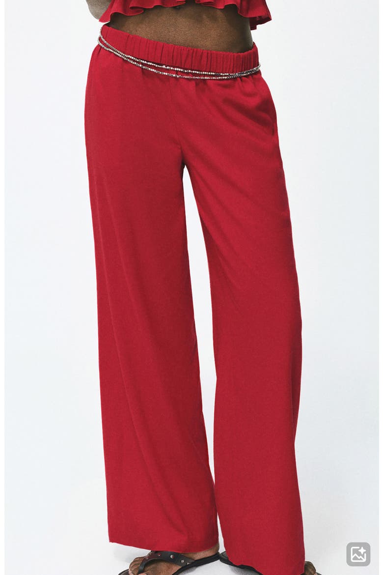 Straight Leg Pull-On Pants, Main, color, RED