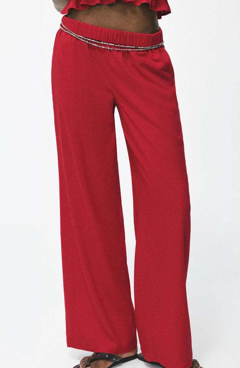 MANGO TEEN Straight Leg Pull-On Pants, Main, color, Red