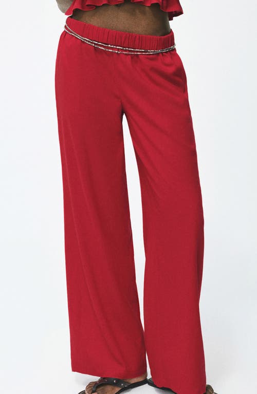 Mango Teen Straight Leg Pull-on Pants In Red