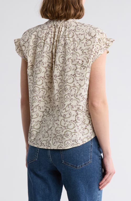 Melrose And Market Flutter Sleeve Cotton Top In Nude