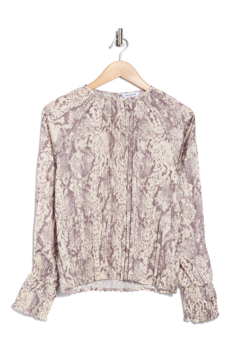 Long Sleeve Snake Print Top, Alternate, color, GREY SNAKE PRINT