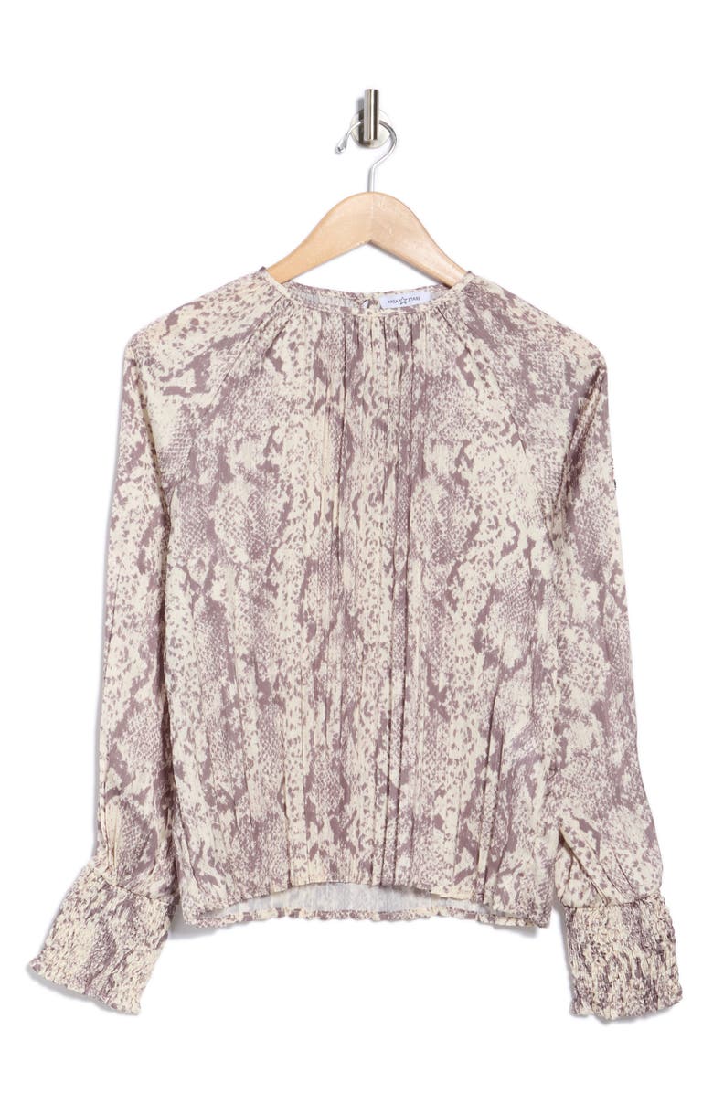 AREA STARS Long Sleeve Snake Print Top, Alternate, color, Grey Snake Print