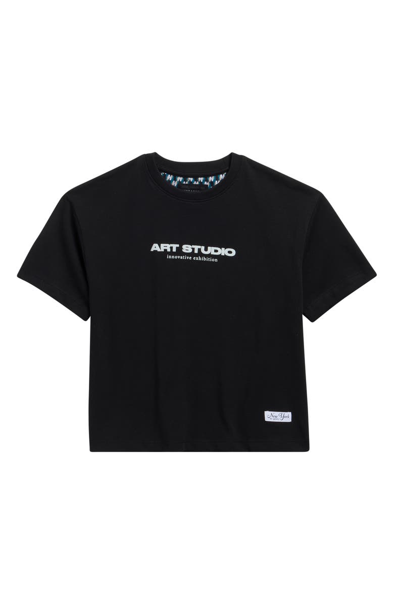 DENIM AND FLOWER Kids' Art Studio Graphic T-Shirt, Main, color, Black