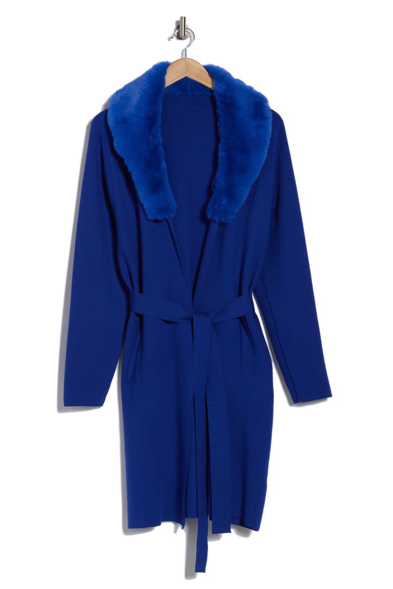 Dallas Faux Fur Trimmed Coat, Alternate, color, SURF THE WEB