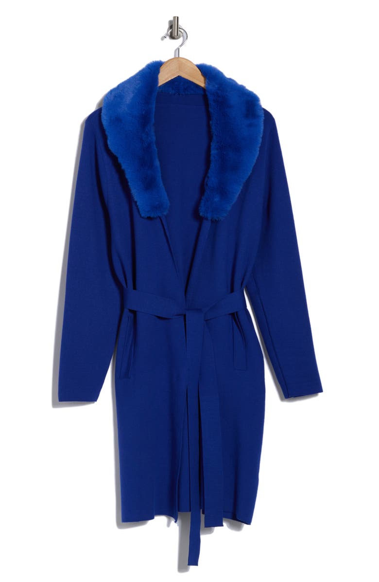 BY DESIGN Dallas Faux Fur Trimmed Coat, Alternate, color, Surf The Web