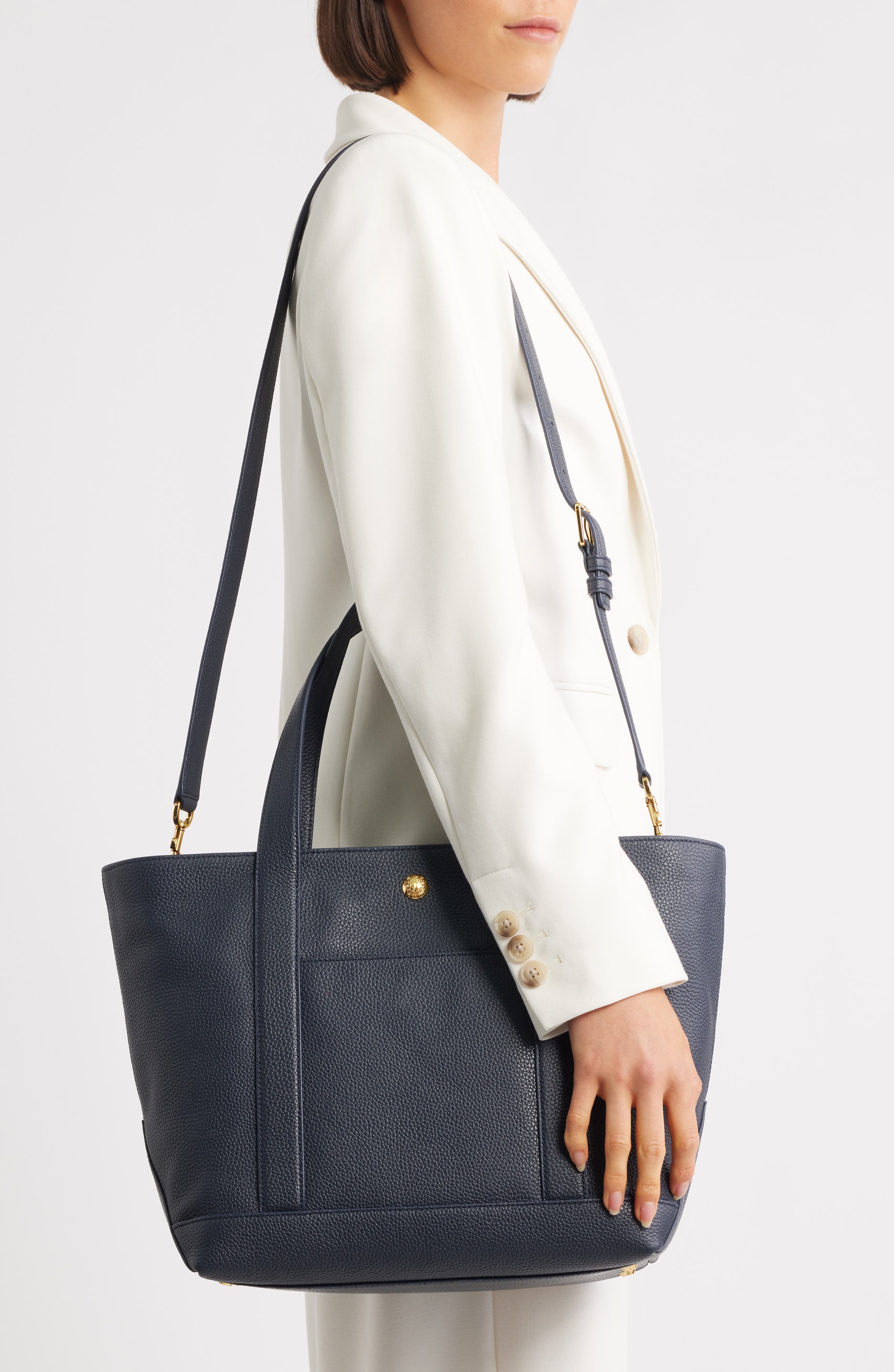 Grand Goody Leather Tote (Nordstrom Exclusive), Alternate, color, NAVY