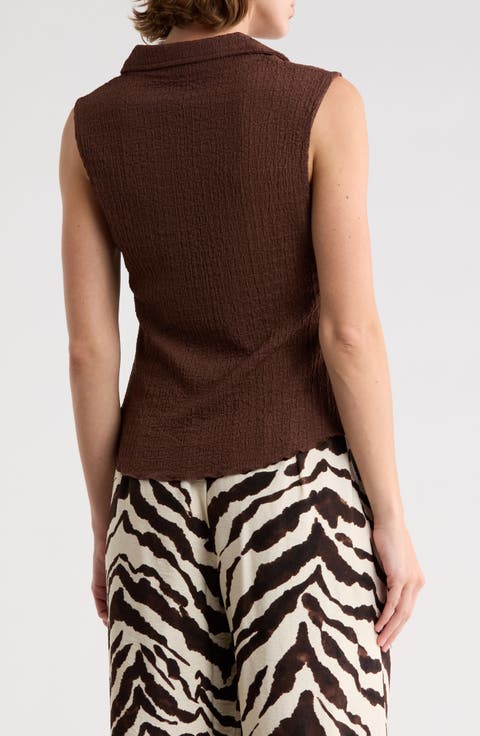 Ruched Button-Up Tank