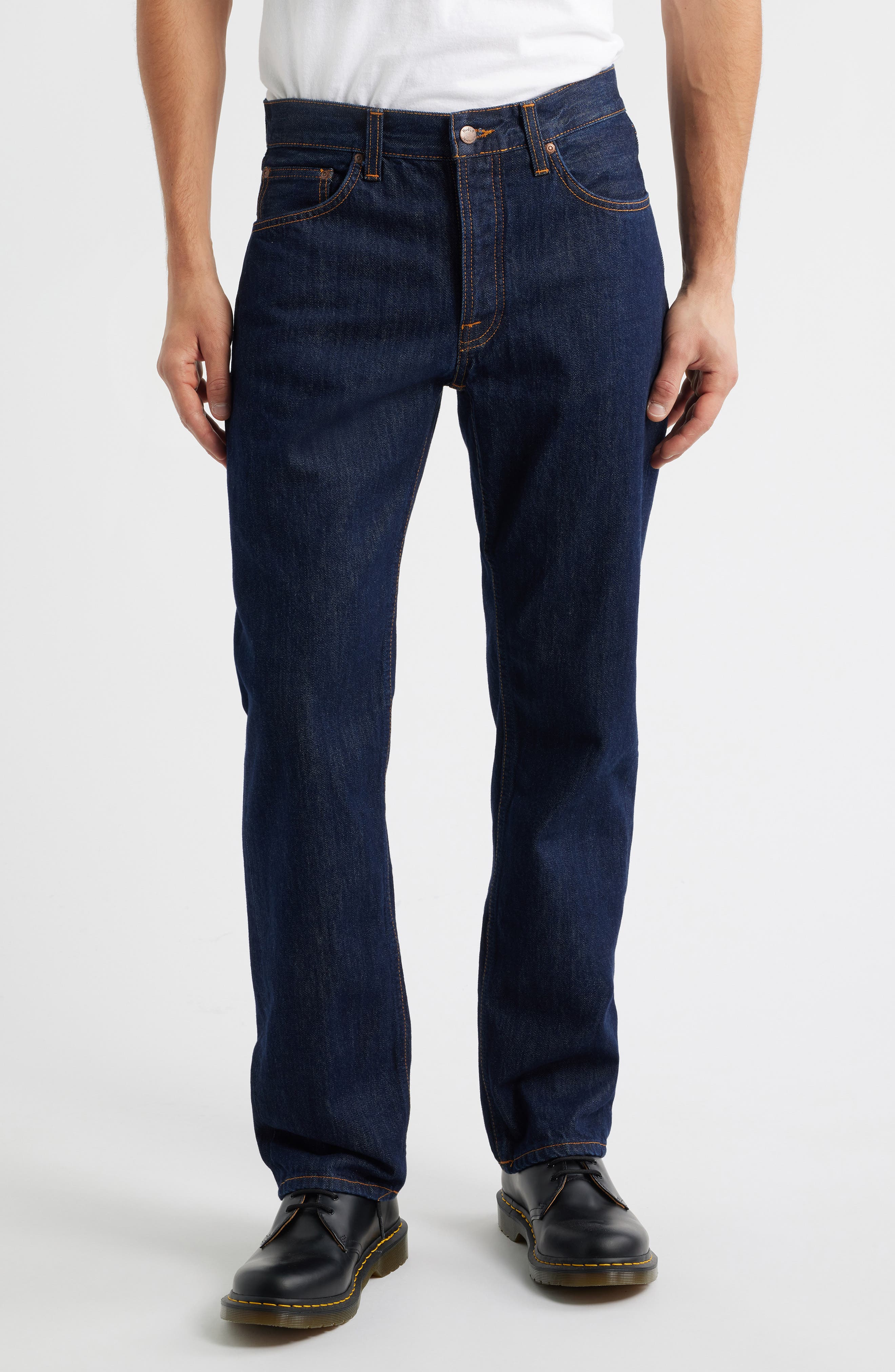 Nudie Rad Rufus High Waist Straight Leg Jeans in Blue One Wash 
