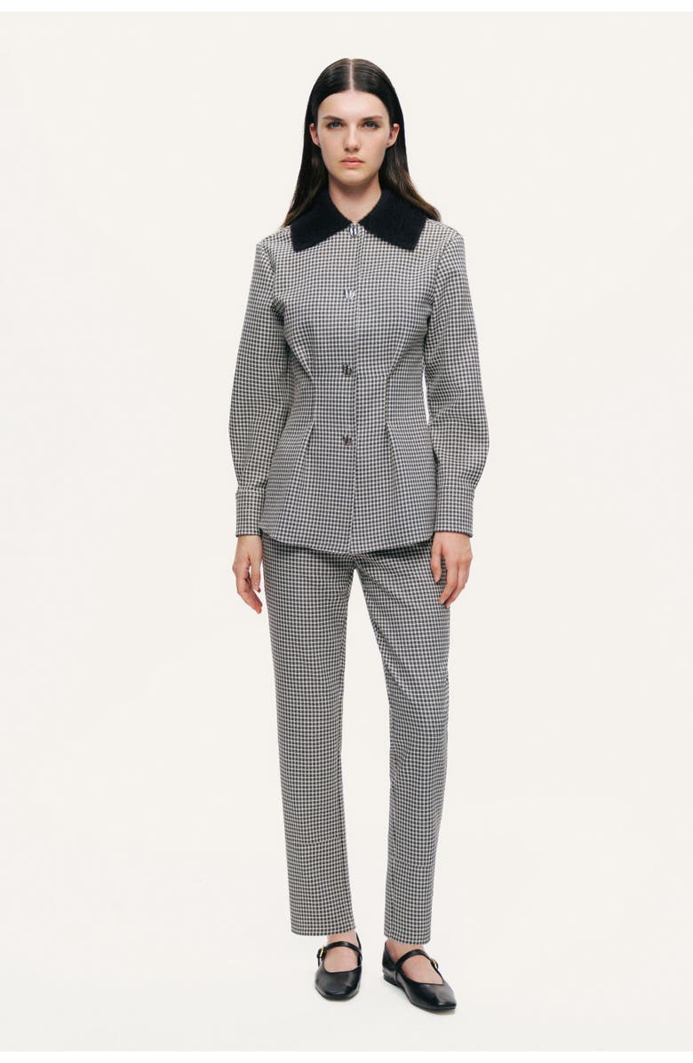 Nocturne Corset-Back Checked Sculpted Shirt, Alternate, color, Multi-Colored