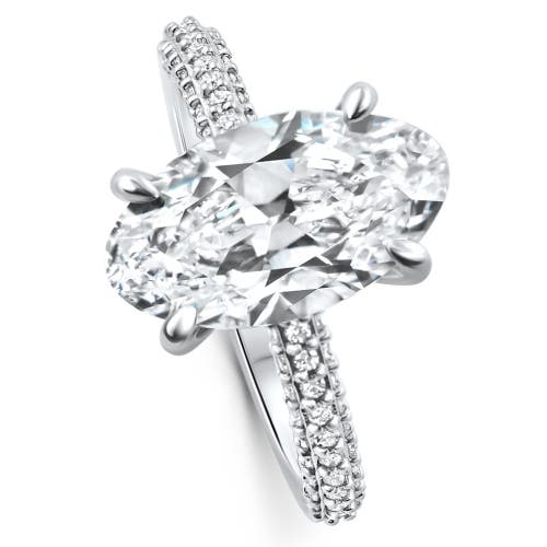 Bliss Diamond Certified 4.31ct Fancy Moval Diamond Pave Engagement Ring 14k Gold Lab Grown In 14k White Gold