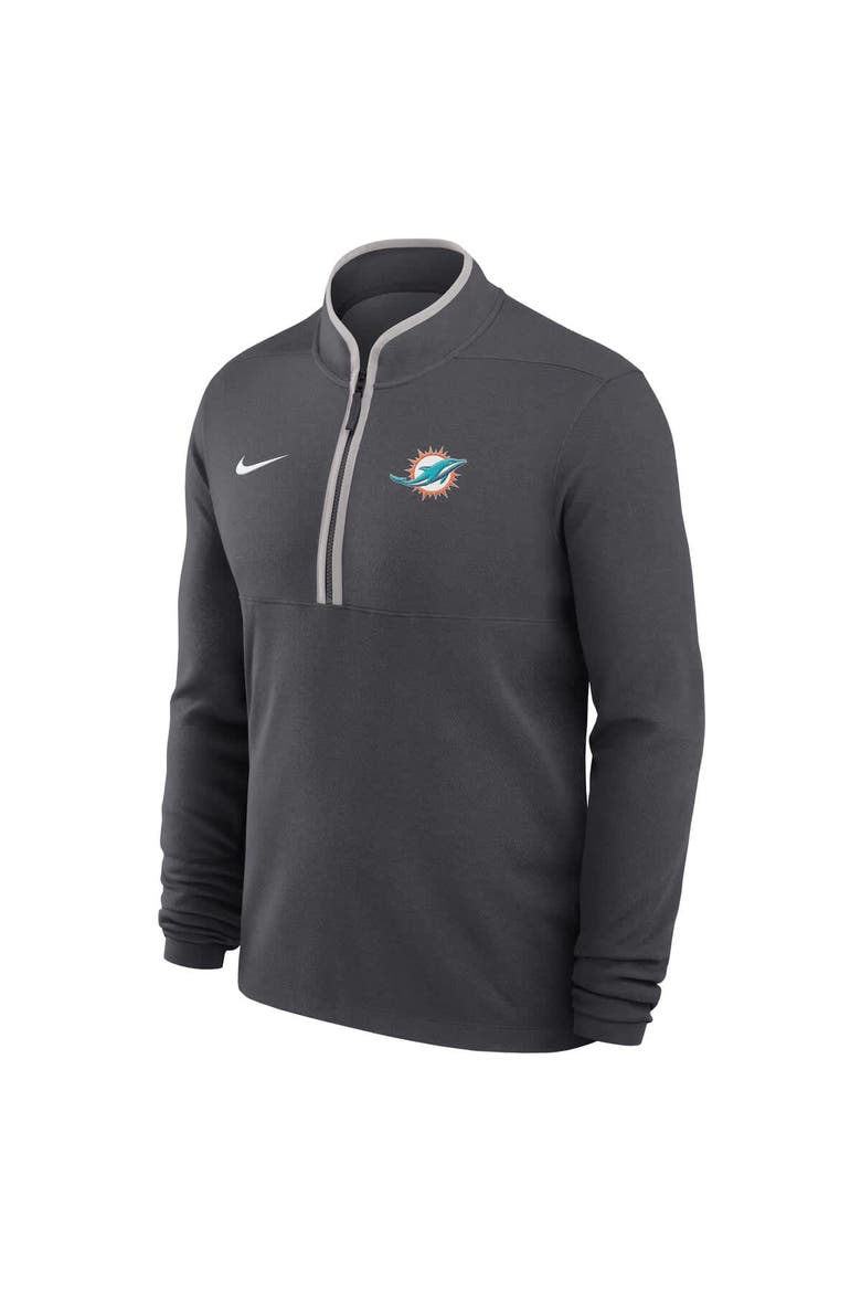 Men's Nike Anthracite Miami Dolphins Lightweight Victory Dri-FIT Half-Zip Pullover, Alternate, color, Anthracite