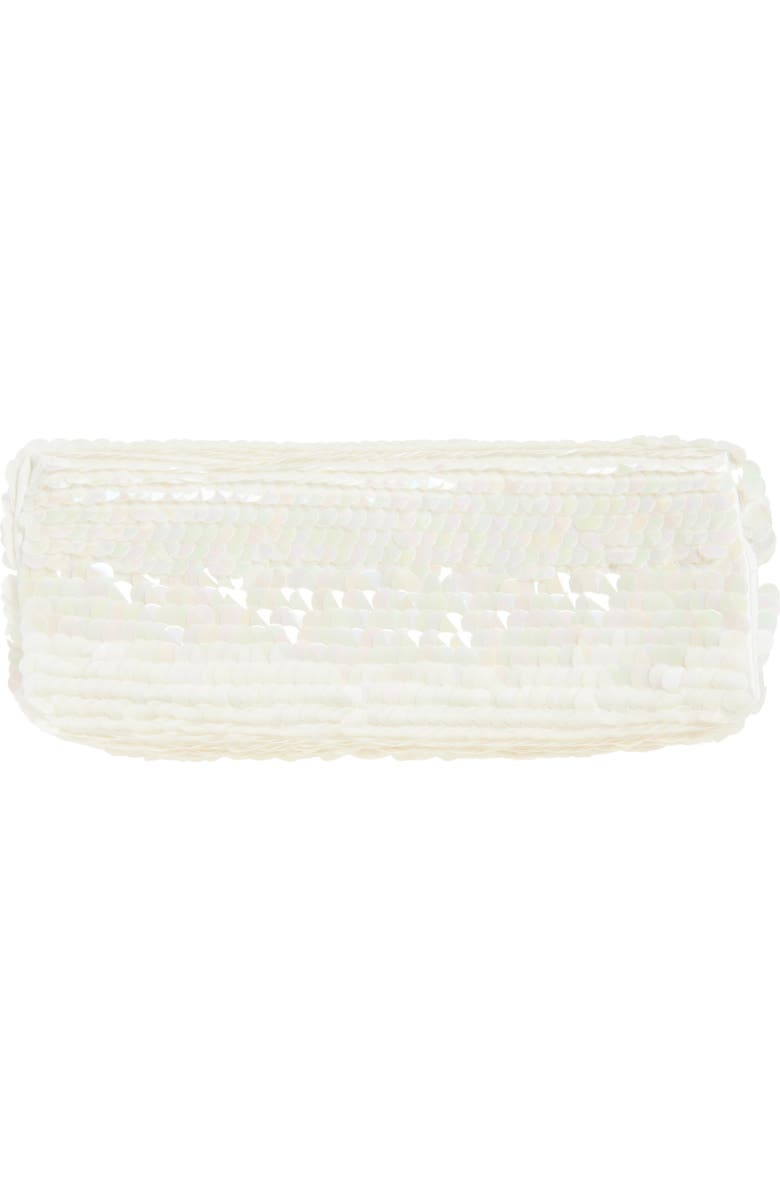 Stella McCartney Oversize Falabella Padded Soft Paillette Clutch with Chain, Alternate, color, White