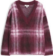 COS Dorian Check Oversize Alpaca & Wool Blend V-Neck Sweater