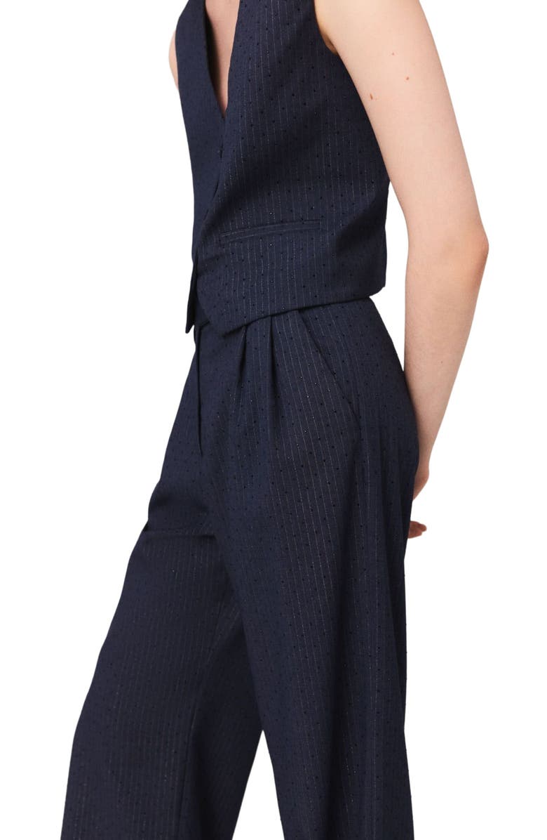 maje Rhinestone suit trousers with pleats, Alternate, color, Blue