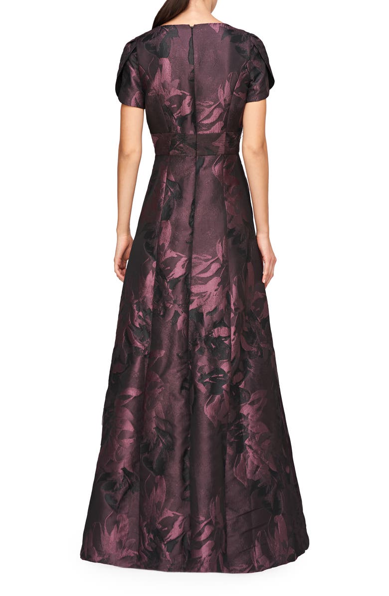 Kay Unger Rowena Metallic Jacquard Ballgown, Alternate, color, Mink Rose