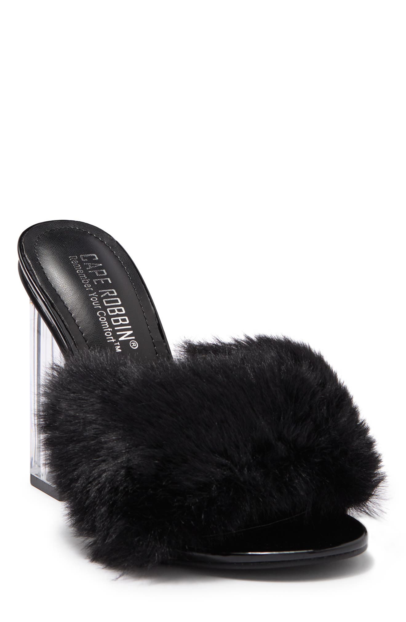 CAPE ROBBIN Kurberry Faux Fur Sandal, Main, color, 