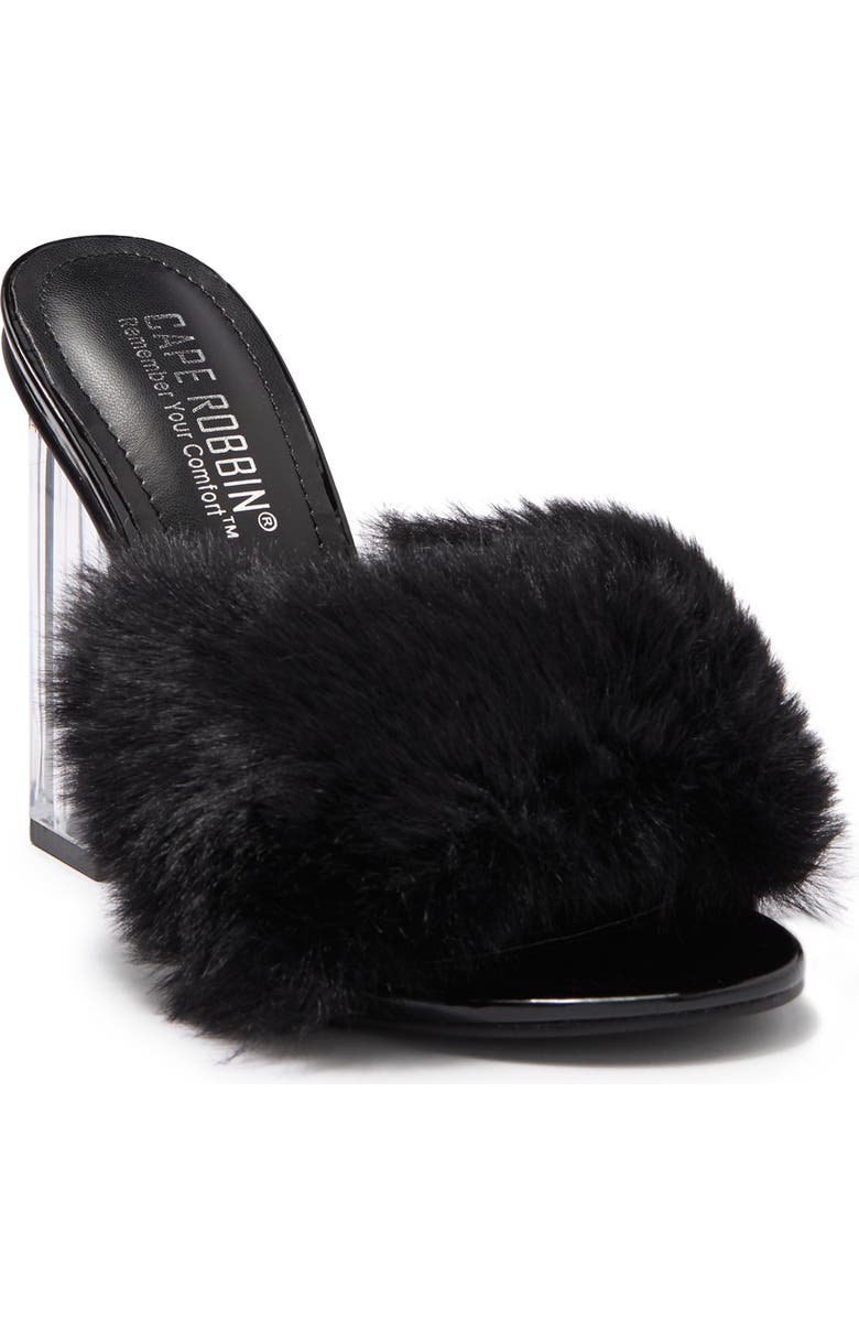 CAPE ROBBIN Kurberry Faux Fur Sandal, Main, color,