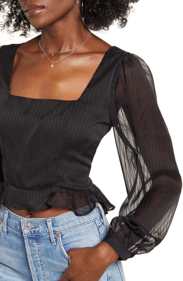 4SI3NNA Shadow Pinstripe Peplum top, Alternate, color,