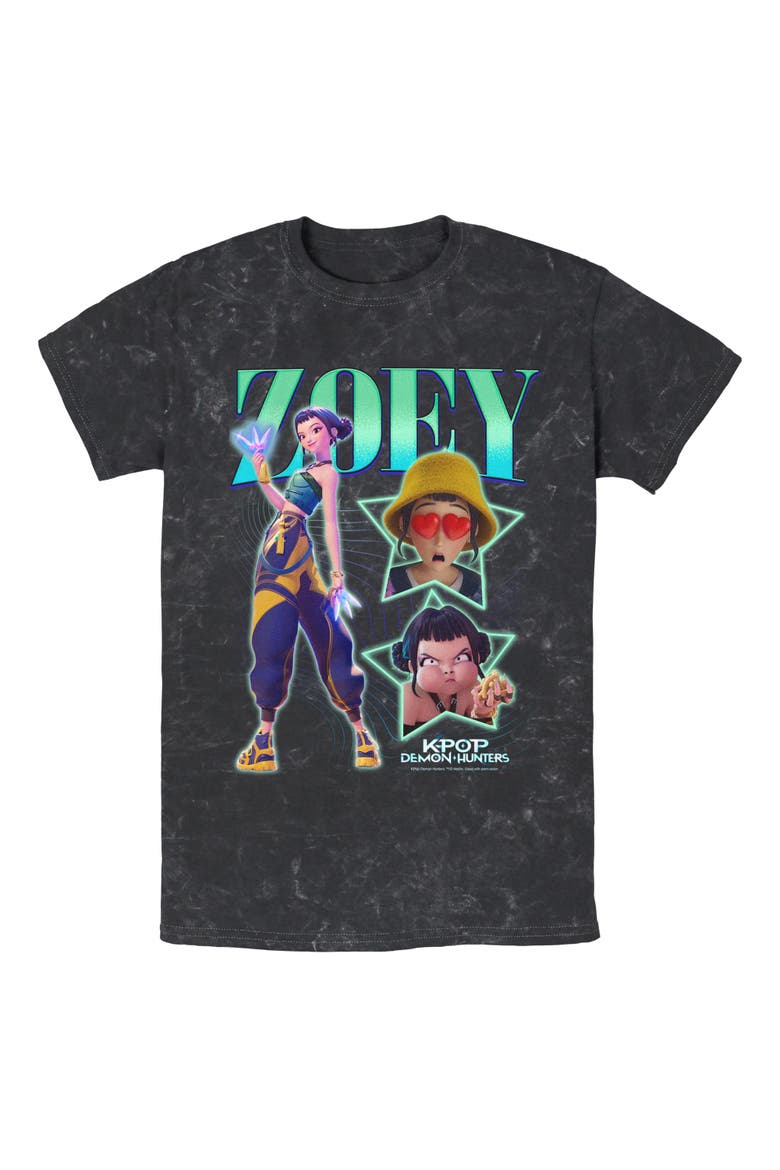 Mens KPop Demon Hunters Zoey Super Star Logo T Shirt, Main, color, Black