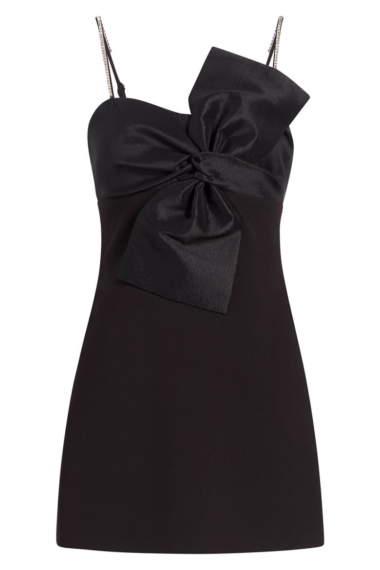 Liora Rhinestone & Bow Detail Cocktail Minidress, Alternate, color, BLACK