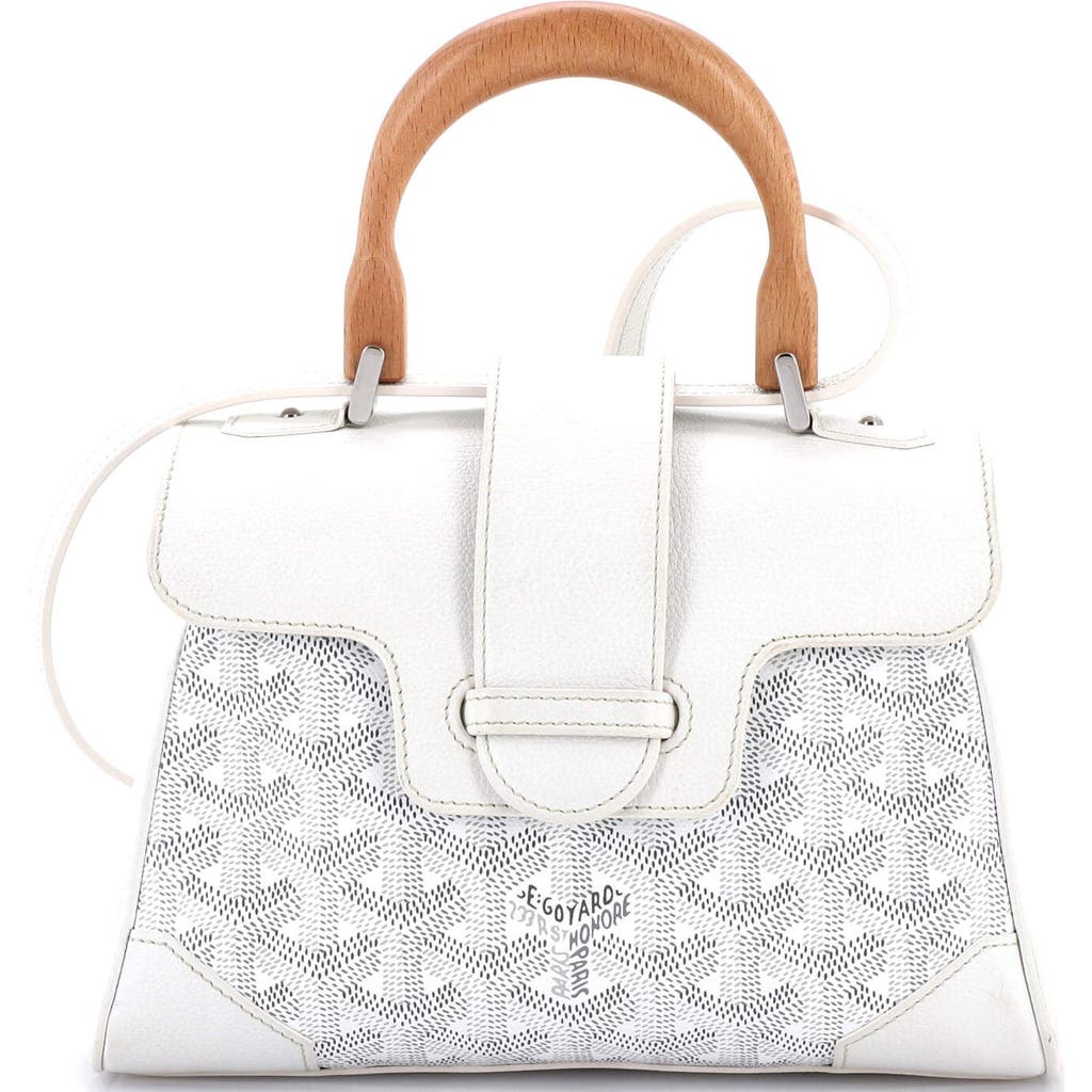 Pre-owned Goyard Goyard Saigon Top Handle Bag Coated Canvas With Leather Mini In Neutral