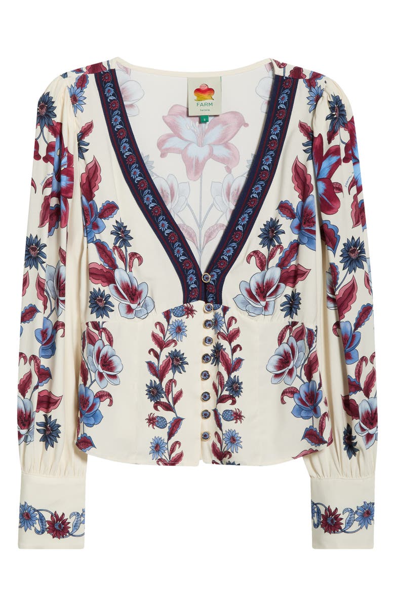 FARM Rio Malu Floral Top, Alternate, color, Off White