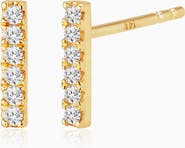 Oradina 14K Yellow Gold Brooklyn Bar Diamond Studs