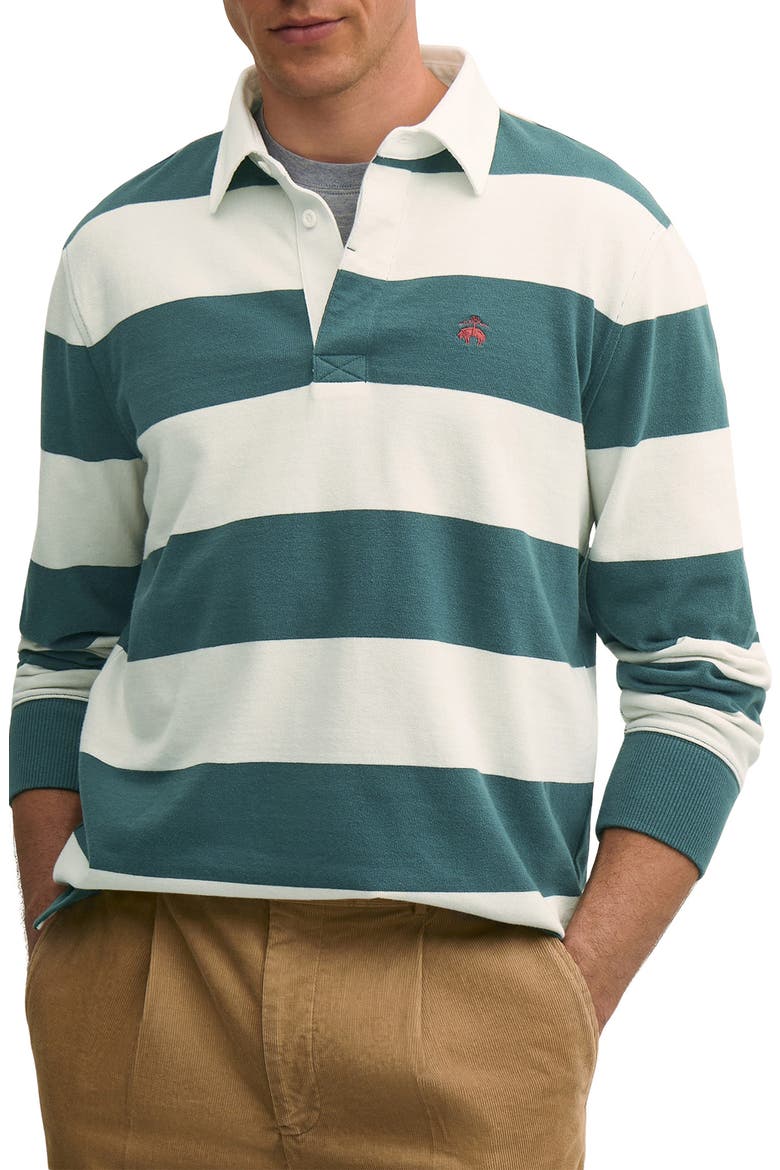 Stripe Rugby Shirt, Main, color, CREAM/ GREEN