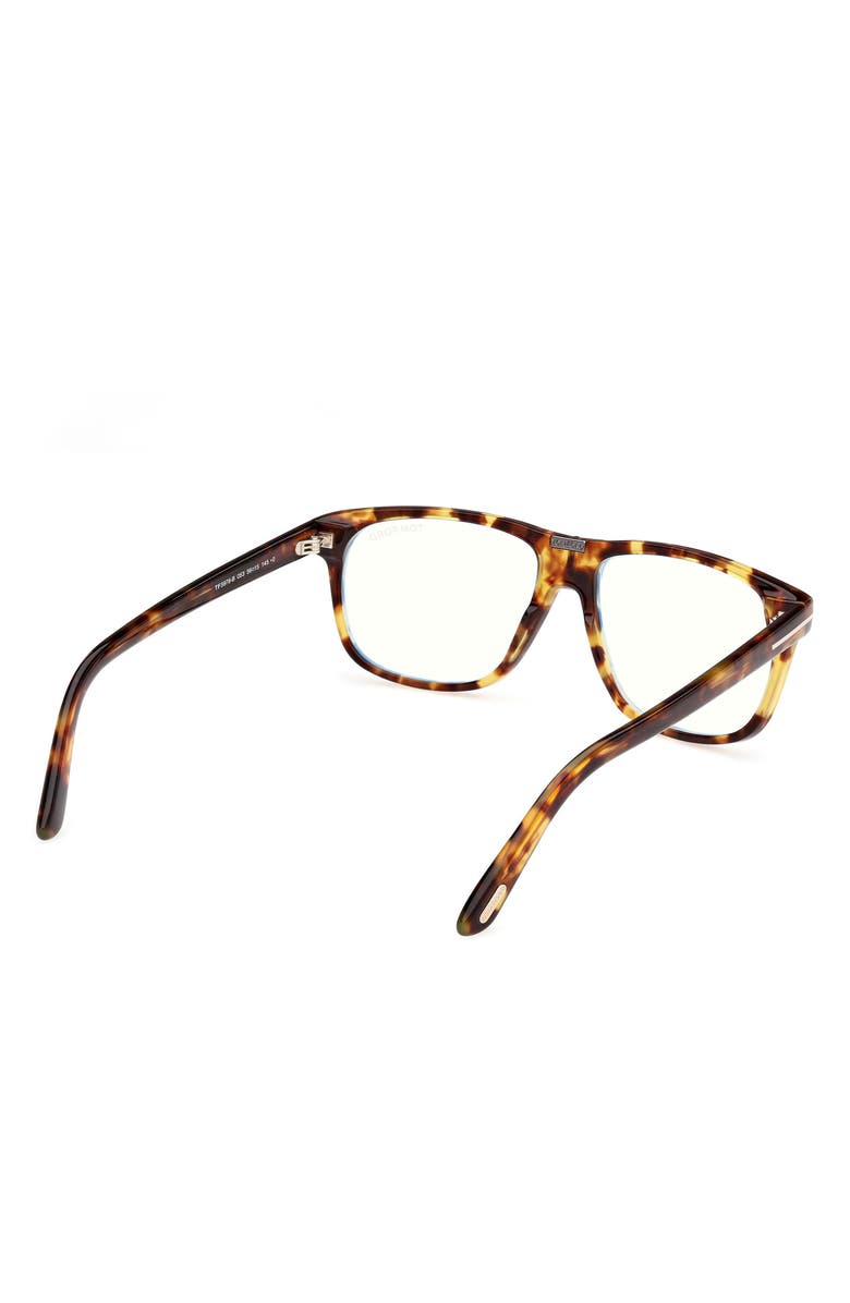 TOM FORD 56mm Pilot Blue Light Blocking Glasses, Alternate, color, Havana / T Logo / Blue Block