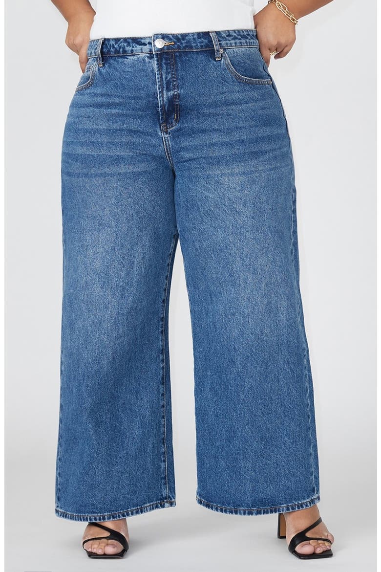 The Yvette Wide Leg Jeans, Main, color, DARK WASH