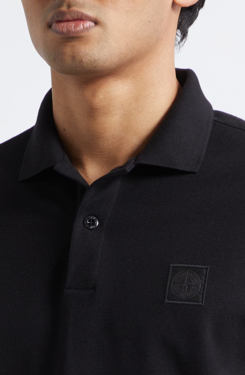 Stone Island Compass Patch Cotton Piqué Polo, Alternate, color, Black