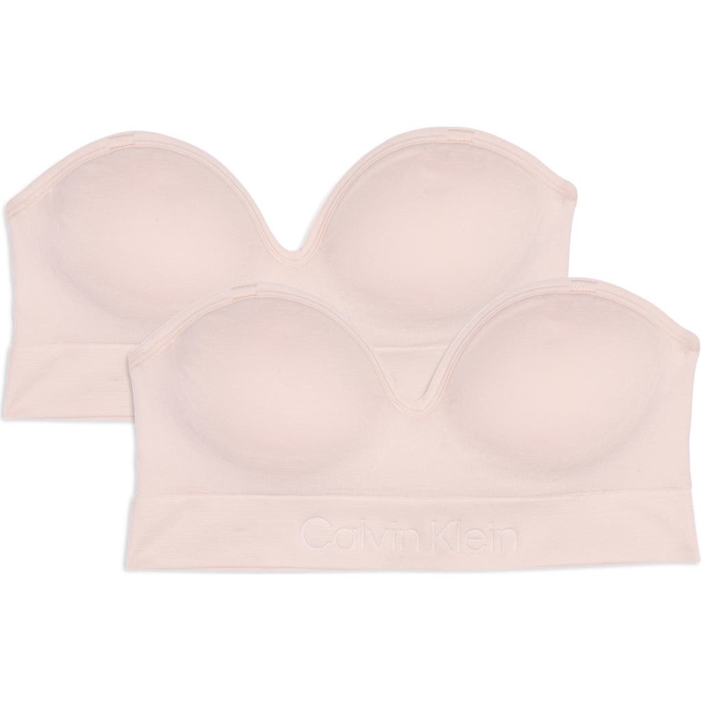 Shop Calvin Klein Kids' 2-pack Strapless Bra In Cream Tan/cream Tan