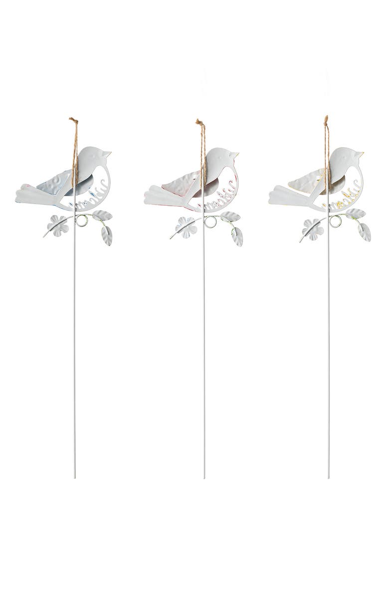 Glitzhome 16"H Set of 3 Metal Bird Picks, Alternate, color, Yellow