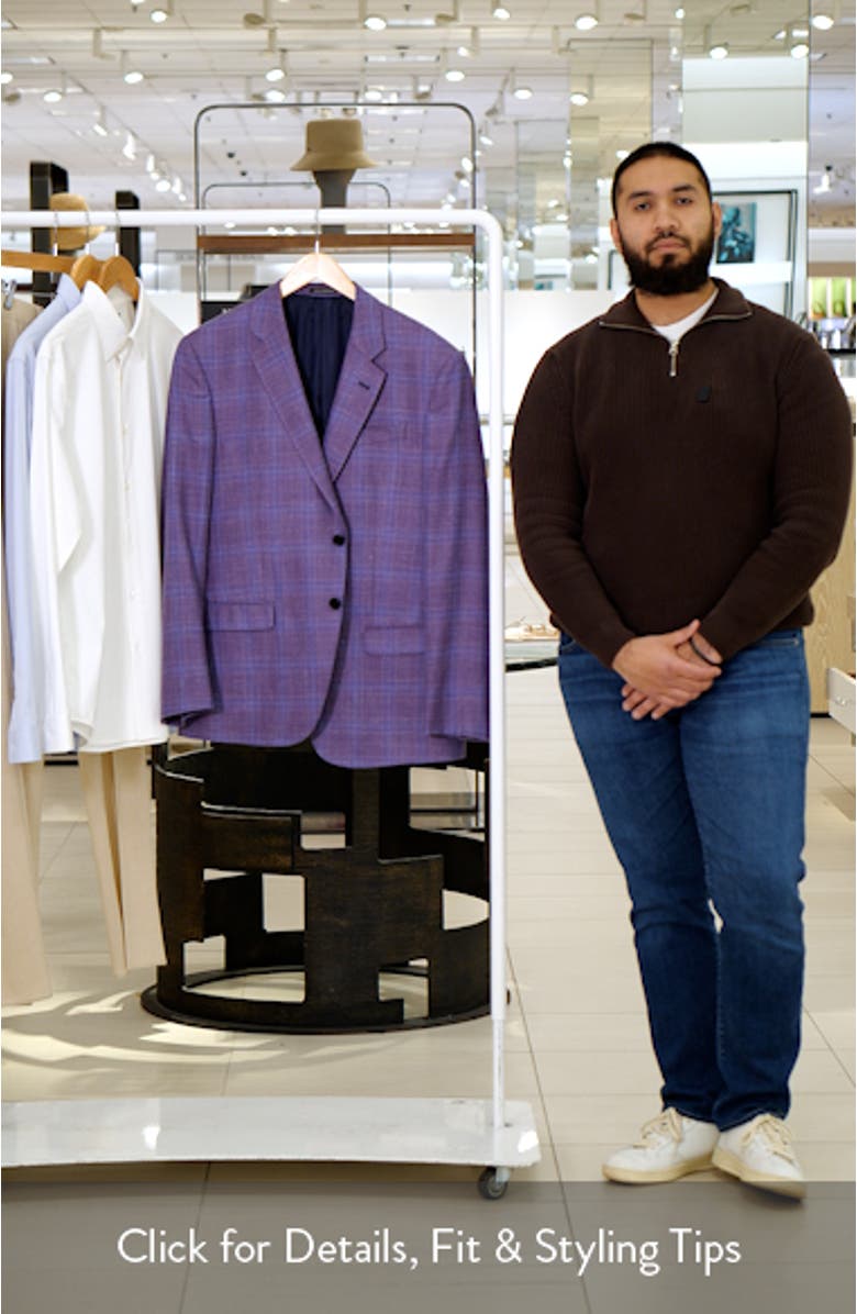 Purple Plaid Wool & Silk Blend Sport Coat, sales video thumbnail