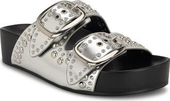 【NINE WEST】Flinne スタッズ フットベッド サンダル Flinne Studded Footbed Sandals – Nine West