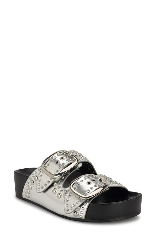 Nine West Flinne Studded Platform Sandal In Silver