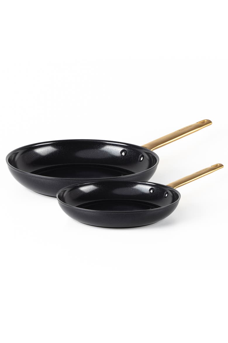 Reserve 2-Piece Open Frypan Set, 8-Inch & 10-Inch, Black/Gold, Main, color, Black