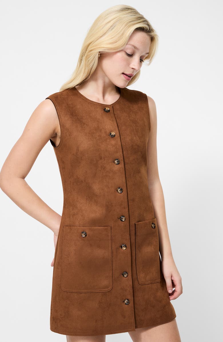 French Connection Lany Sleeveless Faux Suede Minidress, Alternate, color, Tan