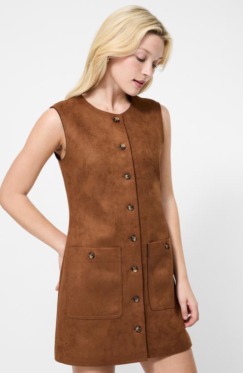French Connection Lany Sleeveless Faux Suede Minidress In Brown
