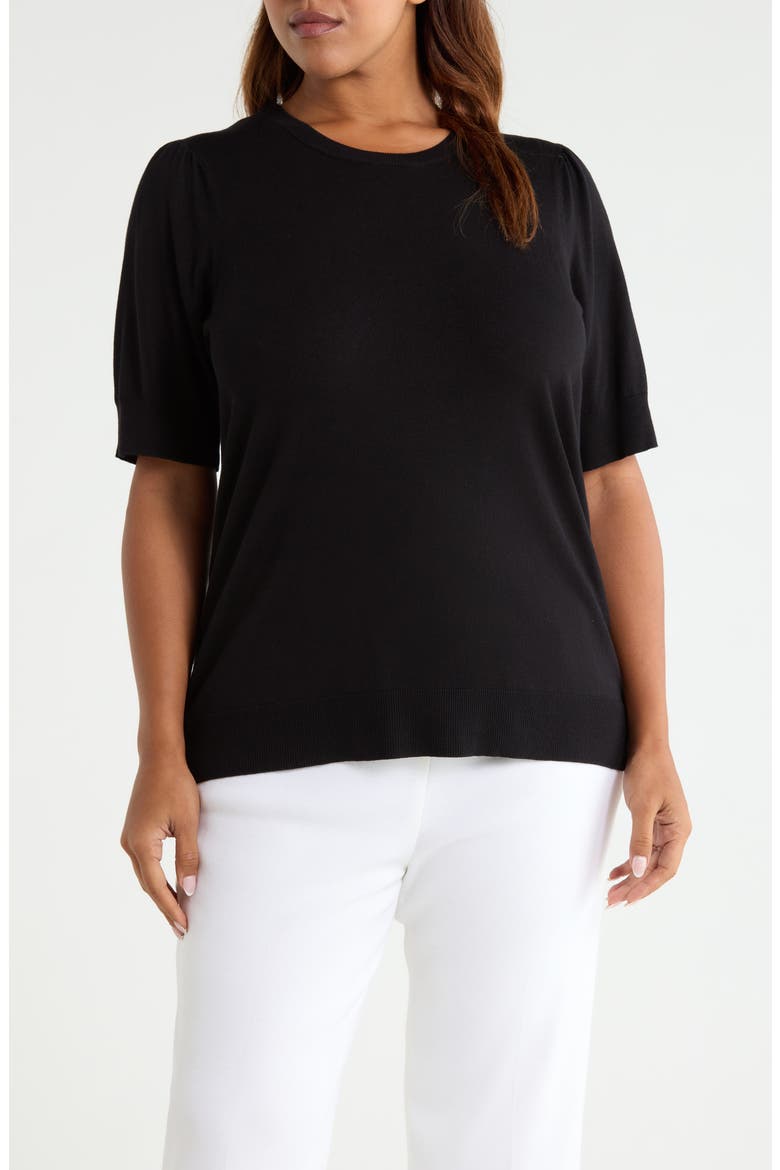 Short Puff Sleeve Sweater, Main, color, ANNE BLACK