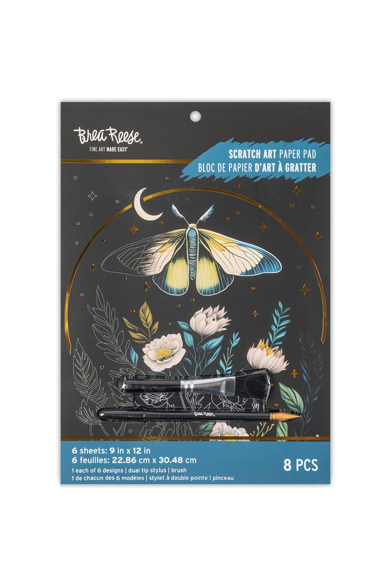 Scratch Art Paper Pad, Midnight Botanicals, Main, color, Multicolored