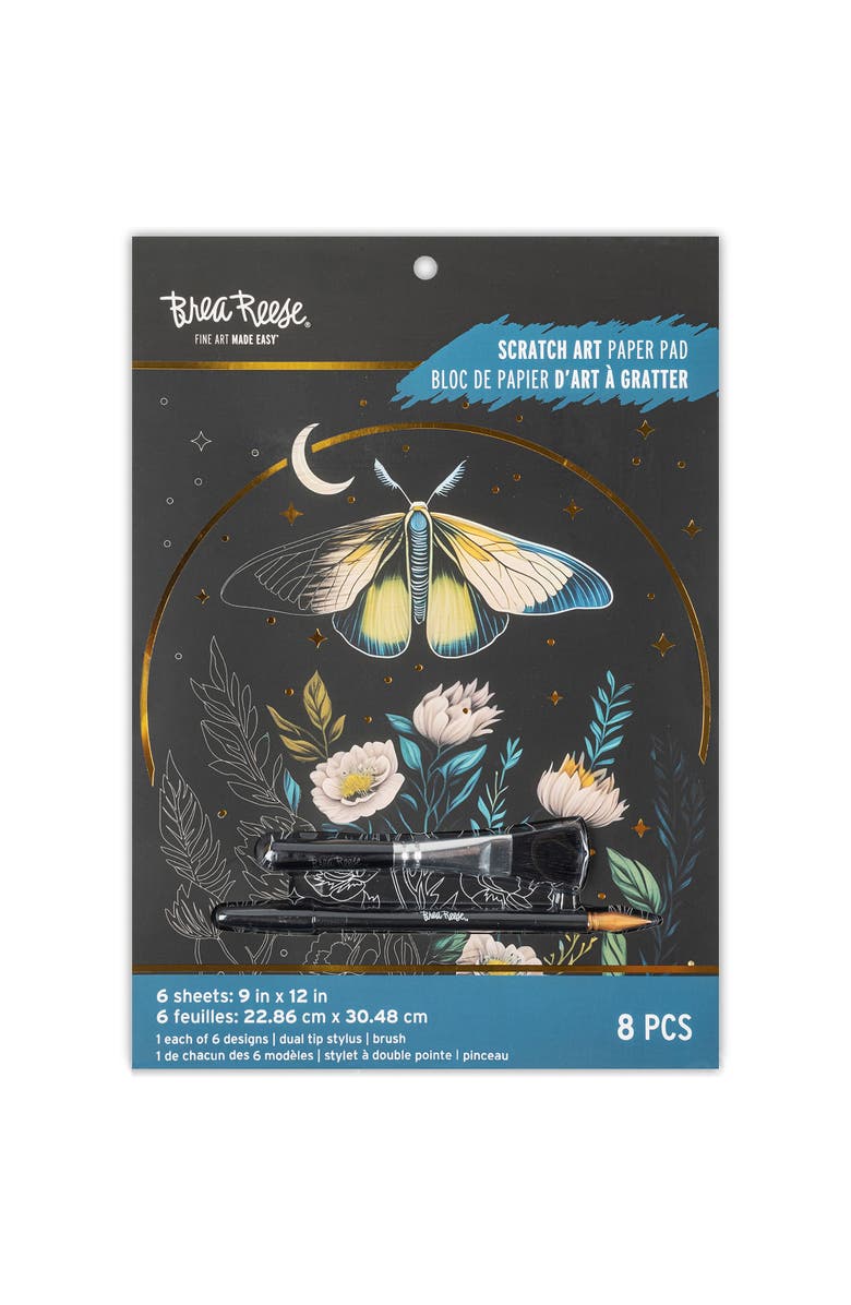 Brea Reese Scratch Art Paper Pad, Midnight Botanicals, Main, color, Multicolored