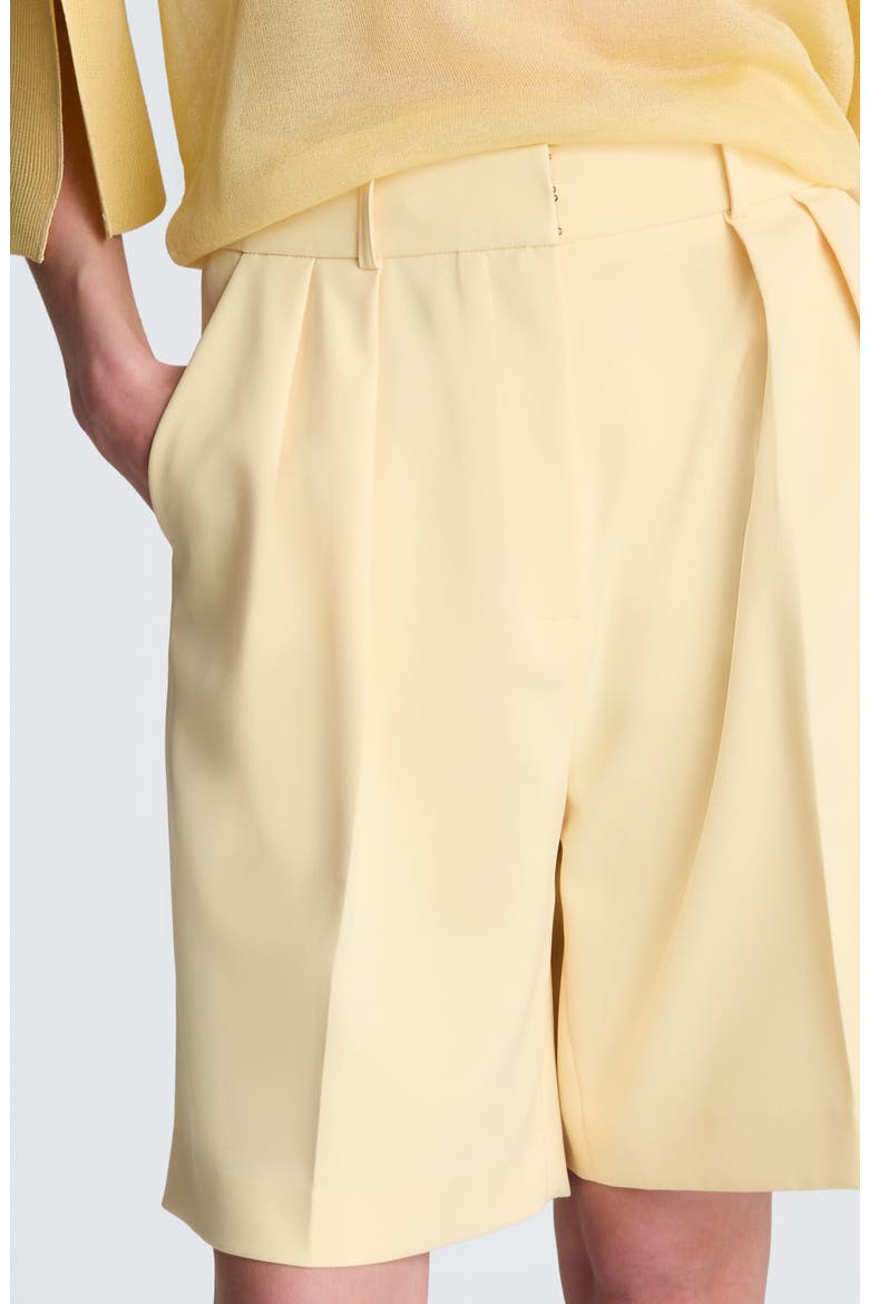 Pleated High Waist Shorts, Alternate, color, PASTEL YELLOW