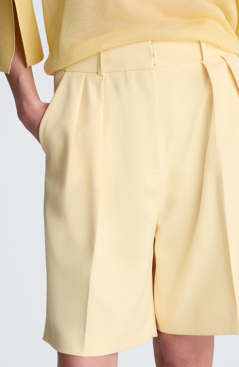Kenneth Cole Pleated High Waist Shorts, Alternate, color, Pastel Yellow