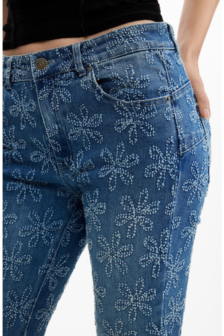 Floral Embroidered Flare Jeans, Alternate, color, MEDIUM BLUE