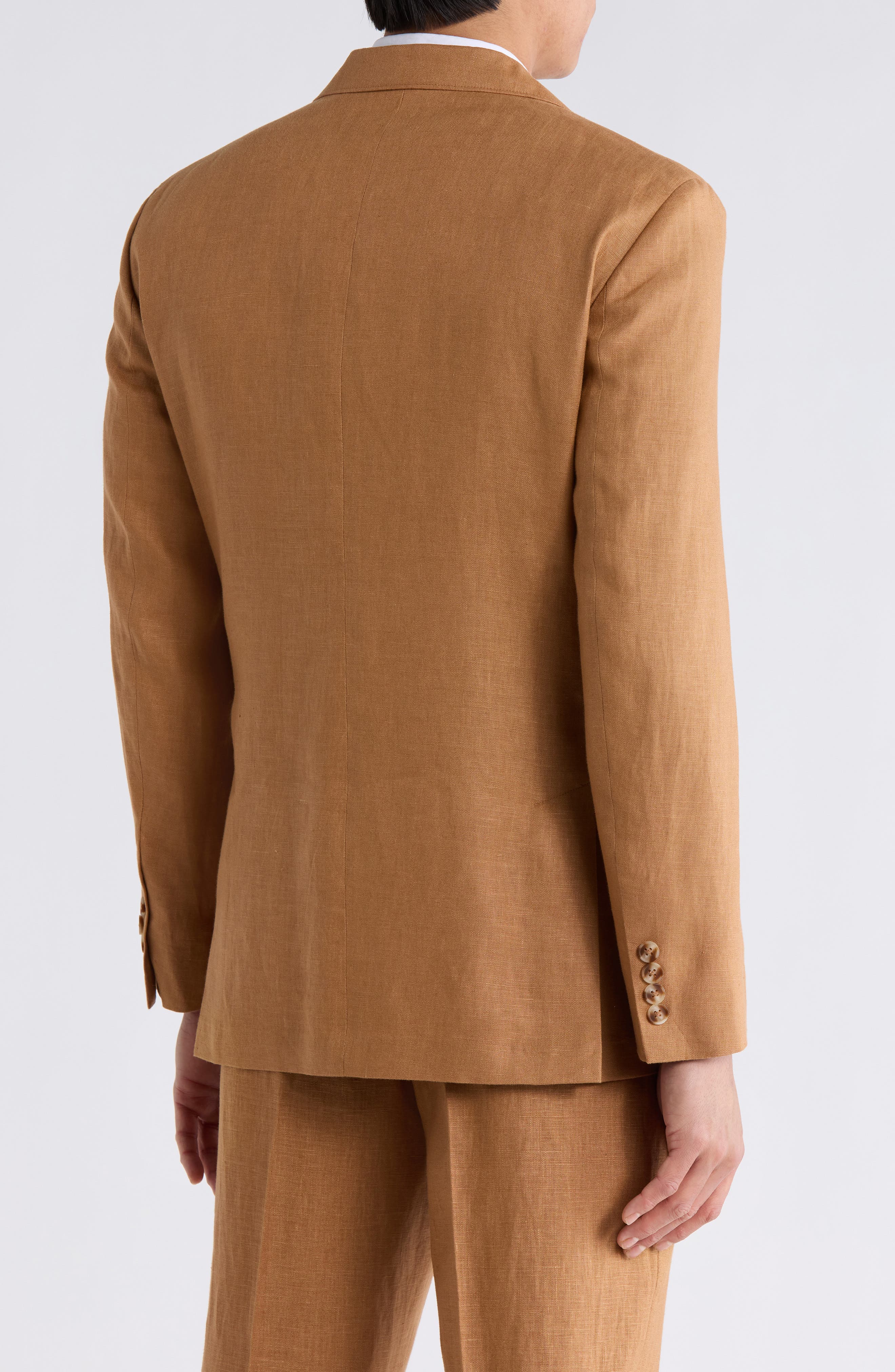 Solid Notch Lapel Linen Sport Coat - image 2