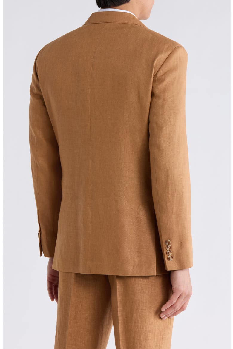 Solid Notch Lapel Linen Sport Coat, Alternate, color, BROWN SADDLE
