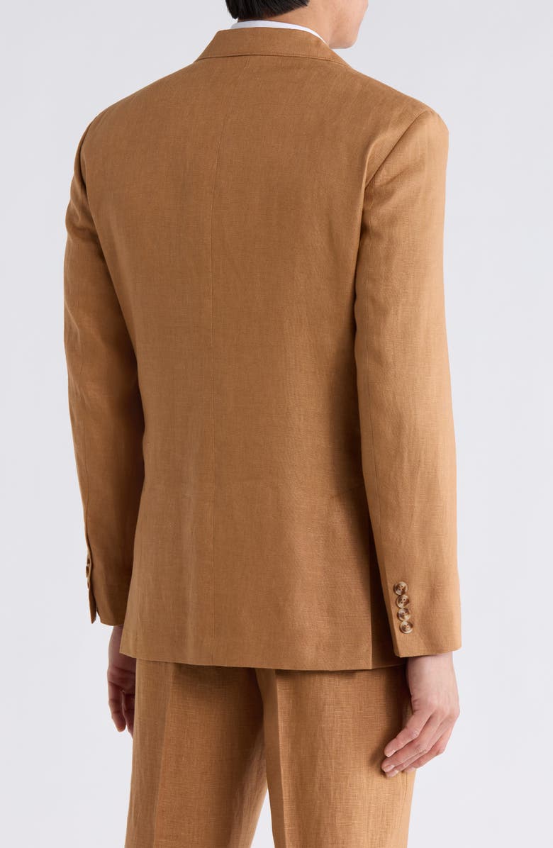 NORDSTROM RACK Solid Notch Lapel Linen Sport Coat, Alternate, color, Brown Saddle