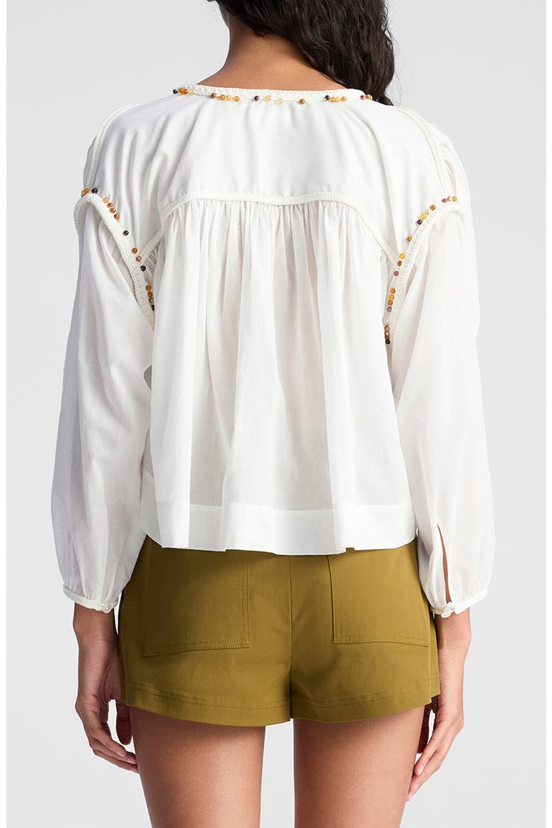 Keri Lace-Up Tassel Tie Sweater, Alternate, color, OFF WHITE